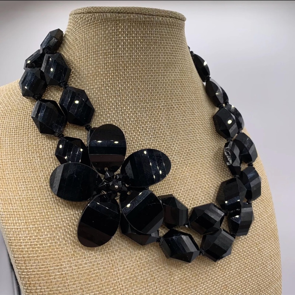 Doncaster Collection Faceted Black Double Strand Necklace
